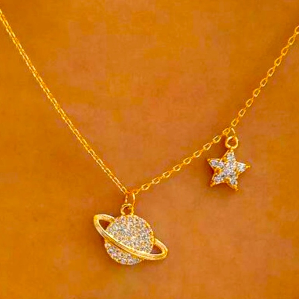 Cubic Zirconia Star and Planet Necklace